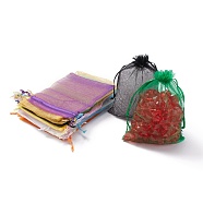 Rectangle Organza Gift Bags, Jewelry Packing Drawable Pouches, with Vacuum Packing, Mixed Color, 13x18cm(OP-P001-03)