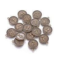 Alloy Pendants, Cadmium Free & Nickel Free & Lead Free, Flat Round, Antique Bronze, 22x17.5x2mm, Hole: 2mm(PALLOY-3760-AB-FF)