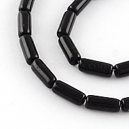Transparent Glass Bead Strands, Tube, Black, 15x6mm, Hole: 1mm, about 22pcs/strand, 12.5 inch(X-GLAA-R162-15x6-07)