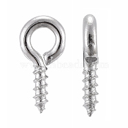 Iron Screw Eye Pin Peg Bails, For Half Drilled Beads, Platinum, 8x4x1mm, Hole: 2mm(E561Y)