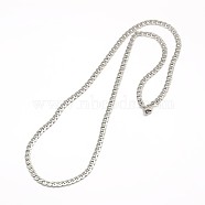 304 Stainless Steel Curb Chain/Twisted Chain Necklace Making, with Lobster Claw Clasps, Stainless Steel Color, 17 inch~18 inch(43.2cm~45.7cm), 4mm(STAS-A028-N109P)