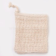 Fashion Linen Soap Bag, Shower Soap Saver Pouch Bathing Soap Scrub Mesh Bag, PeachPuff, 12x9cm(X-MRMJ-WH0019-02A)