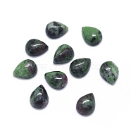 Natural Ruby in Zoisite Cabochons, teardrop, 8x6x3mm(X-G-O175-22-05)