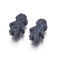 Imitation Druzy Gemstone Resin Beads, Boy, Black, 10.7x7x3mm, Hole: 1.2mm(RESI-L026-G02)