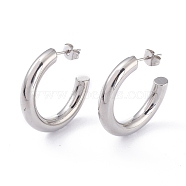 201 Stainless Steel Stud Earrings, with 304 Stainless Steel Pin, Ring, Stainless Steel Color, 28x5mm, Pin: 0.8mm(EJEW-F272-02C-P)
