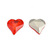 K9 Glass Rhinestone Cabochons, Pointed Back & Back Plated, Faceted, Heart, Siam, 13x12x4mm(MRMJ-N029-17-02)
