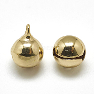 Brass Bell Charms, Real 18K Gold Plated, 9x6mm, Hole: 1.5mm(KK-T032-041G)