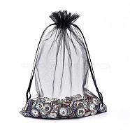 Organza Gift Bags with Drawstring, Jewelry Pouches, Wedding Party Christmas Favor Gift Bags, Black, 20x15cm(OP-R016-15x20cm-18)