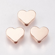 Brass Beads, Heart, Rose Gold, 6.5x8x2.5mm, Hole: 1.5mm(KK-E735-30RG)
