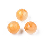 Opaque Acrylic Beads, Two Tone Color, with Glitter Powder, Round, Sandy Brown, 15.5x15mm, Hole: 2mm, about 210pcs/500g(MACR-N009-014B-03)