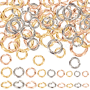 90Pcs 9 Styles 304 Stainless Steel Jump Rings, Open Jump Rings, Twisted, Mixed Color, 6~10x1~1.3mm, Inner Diameter: 4~8mm, 10pcs/style(STAS-BBC0002-95)