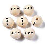 Unfinished Natural Wood European Beads, Large Hole Beads, Printed, Round, Old Lace, 20x18mm, Hole: 4mm(WOOD-S057-032-B01)
