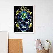 DIY Halloween Skull Theme Diamond Painting Kit, Including, Resin Rhinestones, Diamond Sticky Pen, Tray Plate, Glue Clay, Tweezer, Flower Pattern, 24pcs/set(DIY-H159-01H)