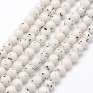 Natural Yellow Jade Beads, Imitation Bodhi, Round, Beige, about 4mm in diameter, hole: 0.8mm, about 100pcs/strand, 16 inch(GSR4mmC192)
