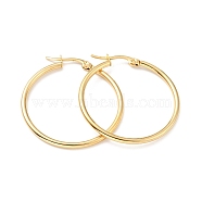 Vacuum Plating 201 Stainless Steel Hoop Earrings with 304 Stainless Steel Pins for Women, Golden, 34x2mm, Pin: 0.6mm(EJEW-D279-12G-04)