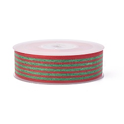 Polyester Ribbon, Striped Pattern, DarkOliveGreen, 1-1/2inches(38mm); about 100yards/roll(91.44m/roll)(SRIB-L049-38mm-C003)