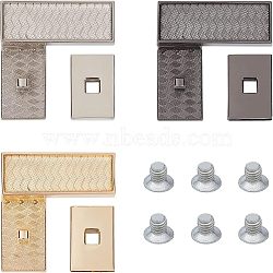 3 Sets 3 Colors Alloy Bag Lock Clasps, Handbags Turn Lock, Rectangle, Mixed Color, 45x17.5x15mm, 1set/color(AJEW-CA0001-36)