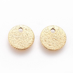 Ion Plating(IP) 304 Stainless Steel Charms, Textured, Flat Round with Bumpy, Golden, 8x1mm, Hole: 1.2mm(STAS-E455-02G-8mm)