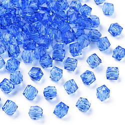 Transparent Acrylic Beads, Faceted, Square, Cornflower Blue, 5.5x5.5x5.5mm, Hole: 1.8mm, about 4485pcs/500g(MACR-S373-112A-B02)