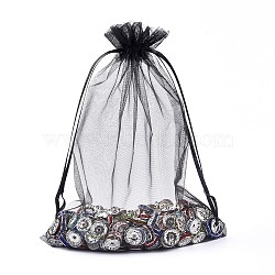 Organza Gift Bags with Drawstring, Jewelry Pouches, Wedding Party Christmas Favor Gift Bags, Black, 20x15cm(OP-R016-15x20cm-18)
