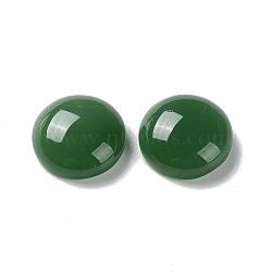 Glass Cabochons, Flat Round, Dark Green, 12x5mm(GLAA-B015-06)