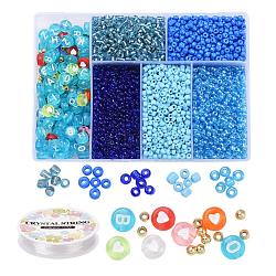 DIY Jewelry Making Kits, Including Round 8/0 Glass Seed Beads, Acrylic & ABS Plastic Beads, Elastic Crystal Thread, Mixed Color, Beads: about 3140pcs/set(DIY-YW0004-16B)