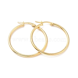 Vacuum Plating 201 Stainless Steel Hoop Earrings with 304 Stainless Steel Pins for Women, Golden, 34x2mm, Pin: 0.6mm(EJEW-D279-12G-04)