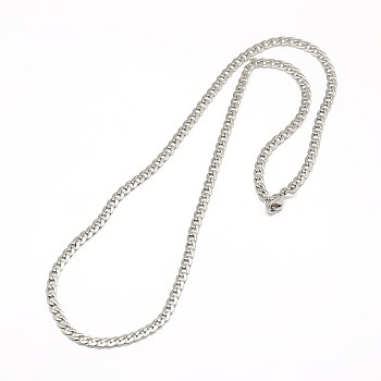 304 Stainless Steel Curb Chain/Twisted Chain Necklace Making, with Lobster Claw Clasps, Stainless Steel Color, 17 inch~18 inch(43.2cm~45.7cm), 4mm