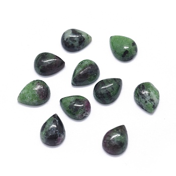 Natural Ruby in Zoisite Cabochons, teardrop, 8x6x3mm