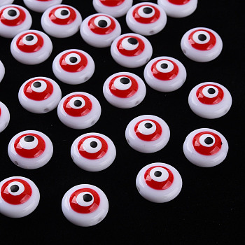 Transparent Acrylic Beads, with Enamel, Eye, Red, 12x6mm, Hole: 1.4mm