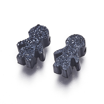 Imitation Druzy Gemstone Resin Beads, Boy, Black, 10.7x7x3mm, Hole: 1.2mm