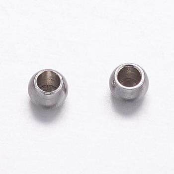 201 Stainless Steel Spacer Beads, Rondelle, Stainless Steel Color, 2x1.5mm, Hole: 1mm