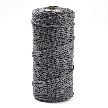 Cotton String Threads, Macrame Cord, Decorative String Threads, for DIY Crafts, Gift Wrapping and Jewelry Making, Gray, 3mm, about 109.36 Yards(100m)/Roll.