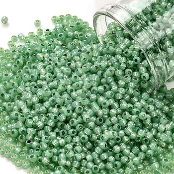 TOHO Round Seed Beads, Japanese Seed Beads, (2103) Silver Lined Lime, 11/0, 2.2mm, Hole: 0.8mm, about 5555pcs/50g