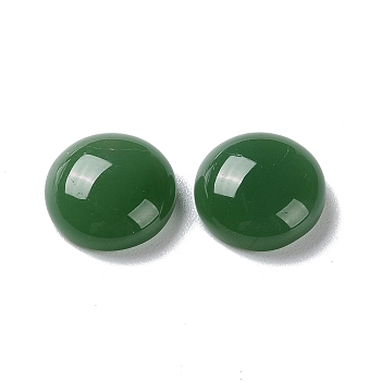 Glass Cabochons, Flat Round, Dark Green, 12x5mm