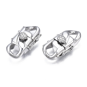 304 Stainless Steel Clasps, Stainless Steel Color, 30x16x9mm, Hole: 5.5x5.5mm and 5.5x6