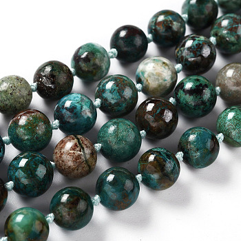 Natural Chrysocolla Beads Strands, Round, 9~9.5mm, Hole: 0.8mm, about 38pcs/strand, 16.14''(41cm)