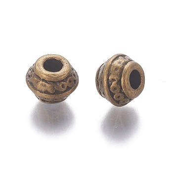 Tibetan Antique Bronze Metal Lead Free & Nickel Free & Cadmium Free, 9mm in diameter, 7 mm thick, hole: 3.5 mm