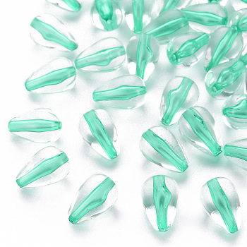 Transparent Acrylic Beads, Teardrop, Turquoise, 14.5x9.5mm, Hole: 1.6mm, about 600pcs/500g