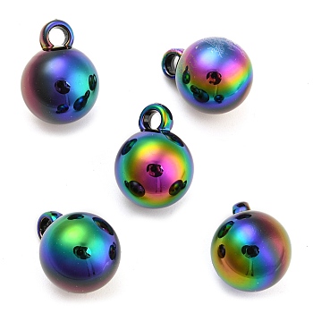 UV Plating Opaque Acrylic Pendants, AB Color Plated, Iridescent Round, Colorful, 20.5x15.5x16mm, Hole: 3.2mm