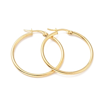 Vacuum Plating 201 Stainless Steel Hoop Earrings with 304 Stainless Steel Pins for Women, Golden, 34x2mm, Pin: 0.6mm