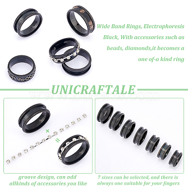 Unicraftale 14 Stück 7 Größe Unisex-Fingerring-Sets aus Titanstahl mit Rillen(RJEW-UN0002-65EB)-5