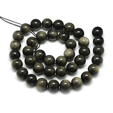 Natural Golden Sheen Obsidian Beads Strands(X-G-S150-20-6mm)-2