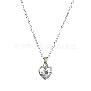 Crystal Rhinestone Heart Pendant Necklace with Cable Chains(NJEW-FZ00017)-5