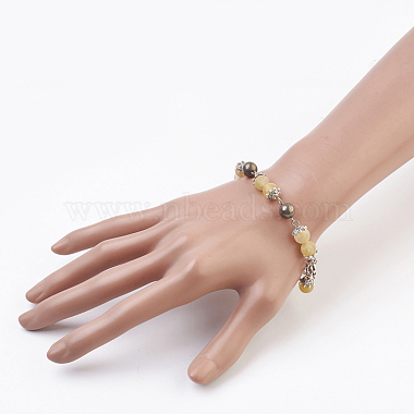 Natural Gemstone Link & Charm Bracelets(BJEW-JB03674)-5