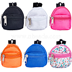 6Pcs 6 Colors Casual Mini Cloth Doll Backpack, with Zipper, for Girl BJD Accessory Bag, Mixed Color, 80x70x39mm, 1pc/color(AJEW-GF0008-36B)