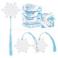Iron Bookmarks, with Tassels, Snowflake, for Christmas, Platinum, 185mm(AJEW-WH0300-04)