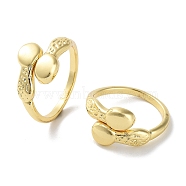 Brass Open Cuff Rings for Women, Oval, Real 18K Gold Plated, Inner Diameter: 18mm(RJEW-E292-20G)