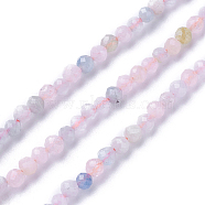 Natural Morganite Beads Strands, Faceted, Round, 3~3.5mm, Hole: 0.5mm, about 115~130pcs/strand, 14.5~16.1 inch(37~41cm)(G-F619-08-3mm)