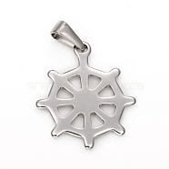 304 Stainless Steel Pendants, Helm, Stainless Steel Color, 27x23x1.5mm, Hole: 3.5x6mm(STAS-I136-24P)
